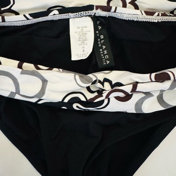 La Blanca Floral Sash Swimsuit Bikini Bottom, Size 6, Black/ White,‎ NWT - Picture 5 of 6